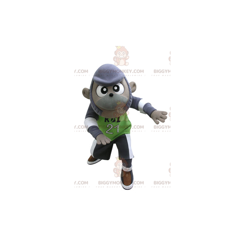 Lilla og grå abe BIGGYMONKEY™ maskotkostume i sportstøj -