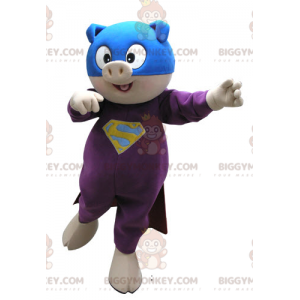 Disfraz de mascota Pig BIGGYMONKEY™ disfrazado de superhéroe -
