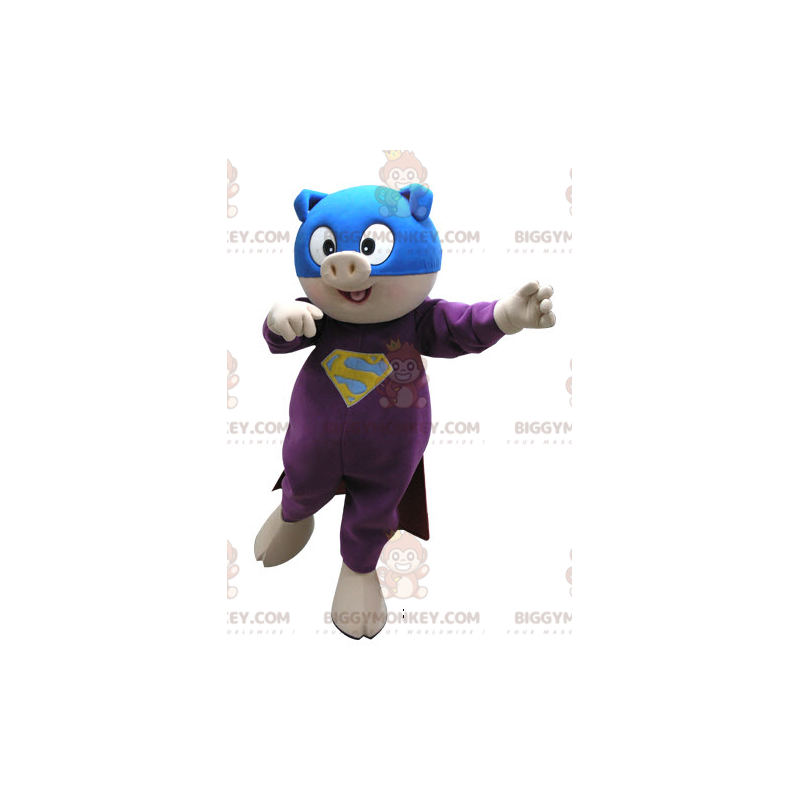 Costume da mascotte di maiale BIGGYMONKEY™ vestito da supereroe