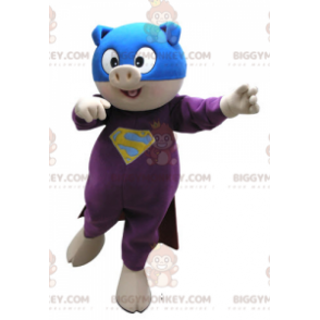 Costume da mascotte di maiale BIGGYMONKEY™ vestito da supereroe