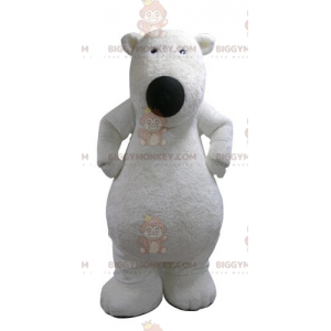 BIGGYMONKEY™ maskotkostume af blød og lodnet hvid bjørn. Bamse