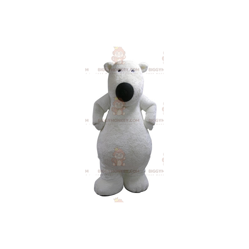 BIGGYMONKEY™ maskotkostume af blød og lodnet hvid bjørn. Bamse