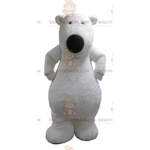 BIGGYMONKEY™ costume mascotte di morbido e peloso orso bianco.