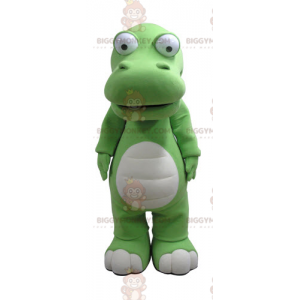 Kostium maskotka olbrzymiego zielono-białego krokodyla