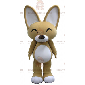 Kostým maskota BIGGYMONKEY™ béžová a bílá liška s velkýma ušima