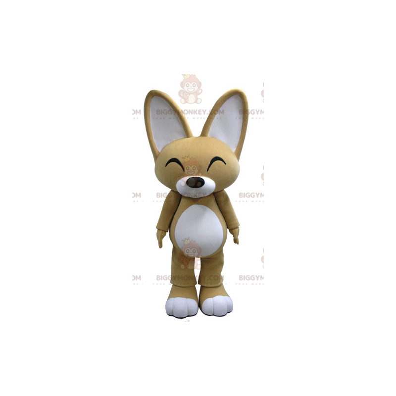 BIGGYMONKEY™ mascot costume beige and white fox with big ears –