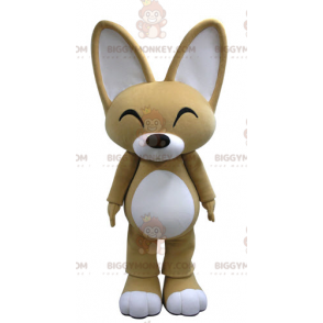 BIGGYMONKEY™ mascot costume beige and white fox with big ears –