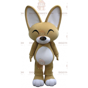 Costume de mascotte BIGGYMONKEY™ de renard beige et blanc avec