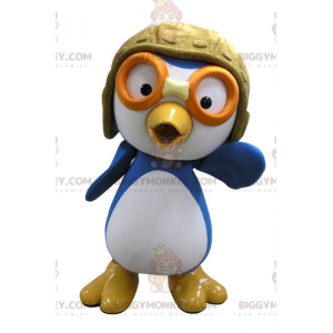 Blue and White Bird BIGGYMONKEY™ Mascot Costume in Aviator