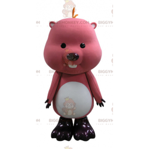 Pink og hvid Groundhog Beaver BIGGYMONKEY™ maskotkostume -