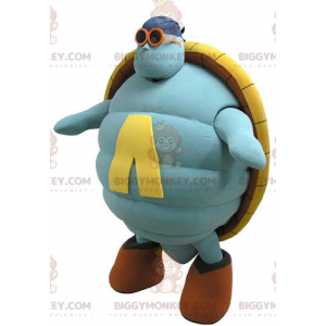 Disfraz de mascota tortuga azul y amarilla gigante BIGGYMONKEY™