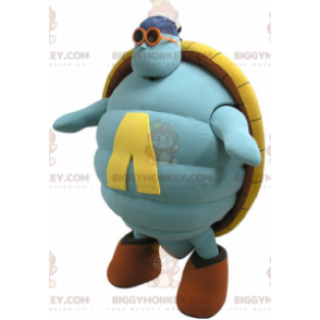 Costume mascotte BIGGYMONKEY™ tartaruga gigante blu e gialla -