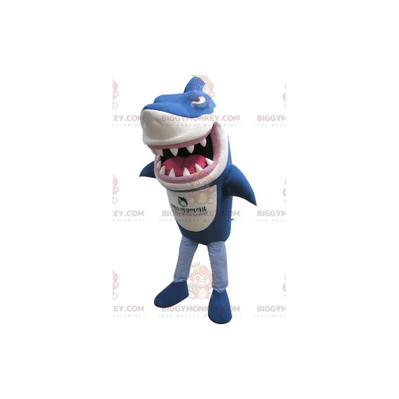 Fierce Looking Blue and White Shark BIGGYMONKEY™ Mascot Costume