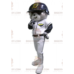 BIGGYMONKEY™ Mascot Costume of Gray and White Bear in Baseball