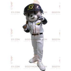BIGGYMONKEY™ Maskottchen-Kostüm des grauen und weißen Bären im