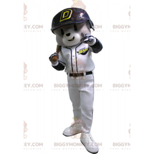 Costume de mascotte BIGGYMONKEY™ d'ours gris et blanc en tenue