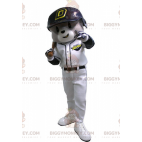 BIGGYMONKEY™ Mascot Costume of Gray and White Bear in Baseball