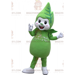 Kostým maskota BIGGYMONKEY™ s usměvavým obřím zeleným a bílým