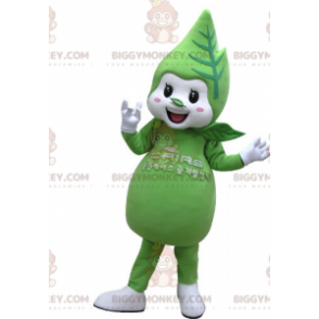 Costume de mascotte BIGGYMONKEY™ de feuille verte et blanche