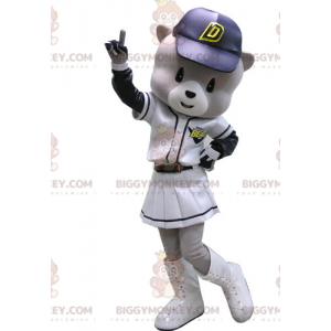 BIGGYMONKEY™ Costume da mascotte dell'orso grigio e bianco in