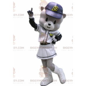 BIGGYMONKEY™ Costume da mascotte dell'orso grigio e bianco in