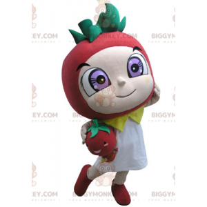 Traje de mascote de morango vermelho e verde BIGGYMONKEY™ –
