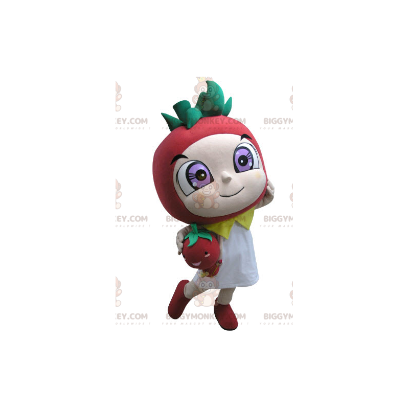 Costume de mascotte BIGGYMONKEY™ en forme de fraise rouge et