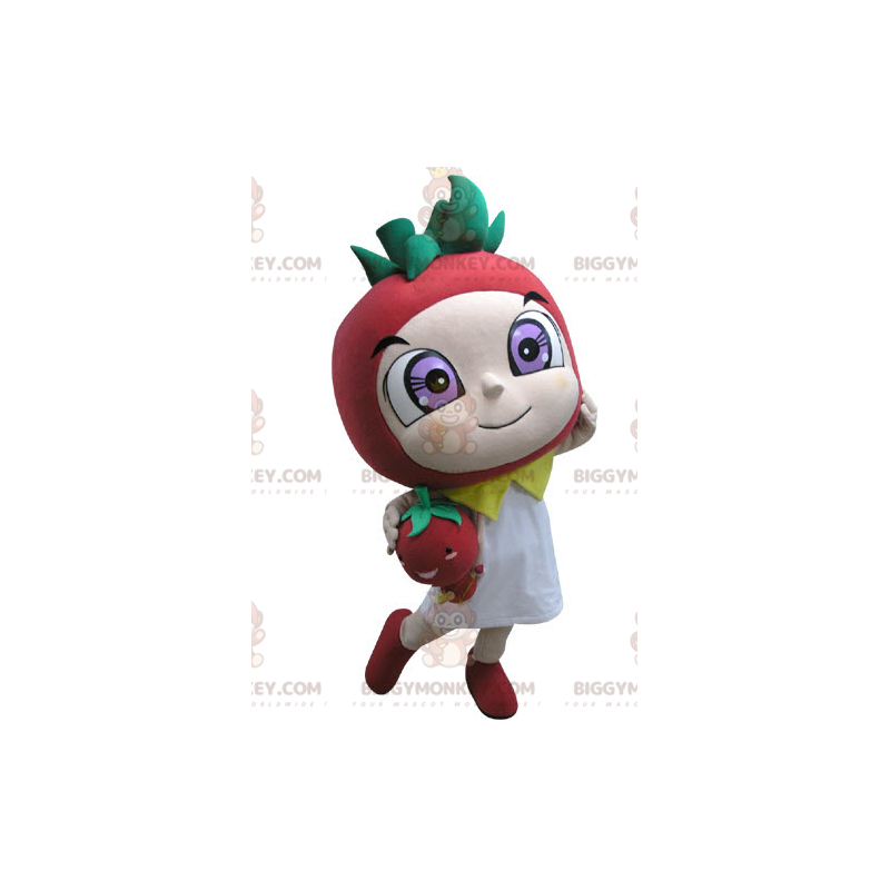 Traje de mascote de morango vermelho e verde BIGGYMONKEY™ –