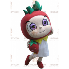 Costume de mascotte BIGGYMONKEY™ en forme de fraise rouge et