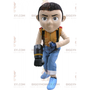 Brown Boy BIGGYMONKEY™ Mascot Costume in Colorful Outfit -