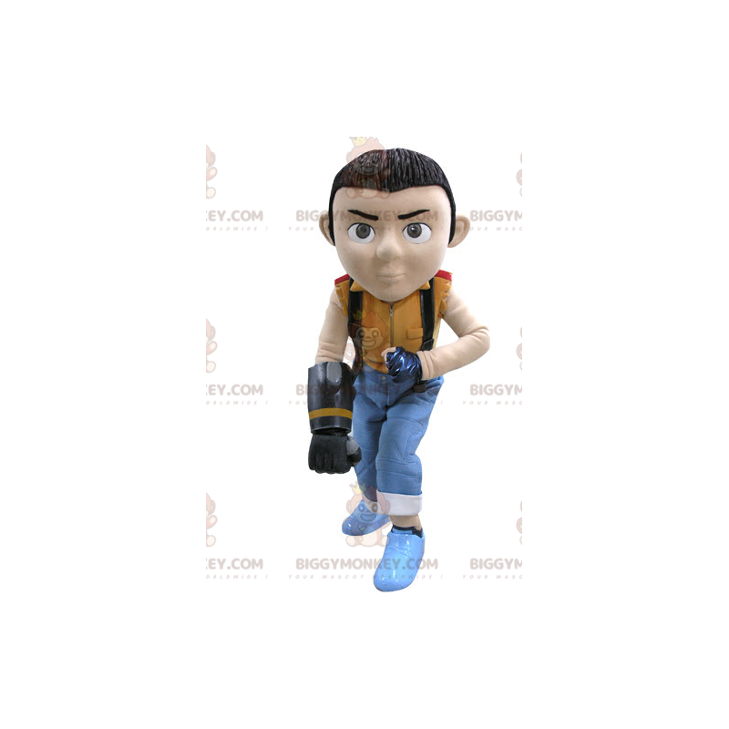 Brown Boy BIGGYMONKEY™ Mascot Costume in Colorful Outfit -