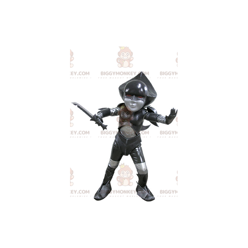 BIGGYMONKEY™ Black and Gray Futuristic Fighter Mascot Costume –