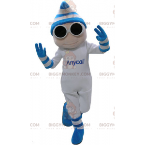 BIGGYMONKEY™ Costume da mascotte pupazzo di neve bianco e blu