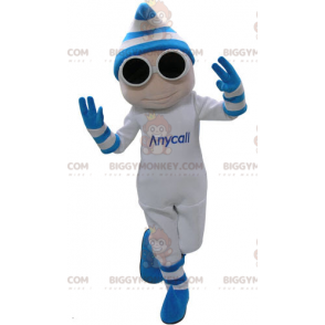 Traje de mascote de boneco de neve branco e azul BIGGYMONKEY™