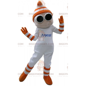 Costume de mascotte BIGGYMONKEY™ de bonhomme blanc avec des