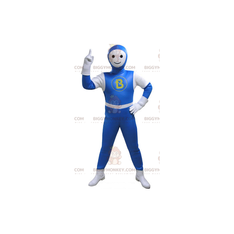 Snowman BIGGYMONKEY™ Mascot Costume Dressed in Blue and White