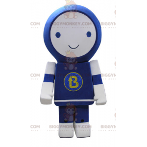 Costume da mascotte BIGGYMONKEY™ robot sorridente blu e bianco