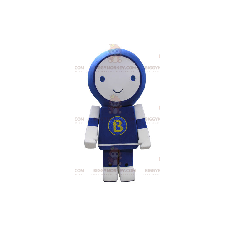 Costume da mascotte BIGGYMONKEY™ robot sorridente blu e bianco