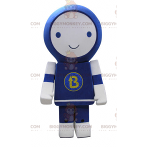 Costume da mascotte BIGGYMONKEY™ robot sorridente blu e bianco