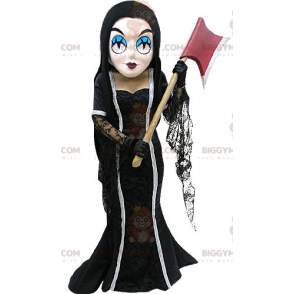 BIGGYMONKEY™ Mascot Costume Brown Witch Dressed With Ax –