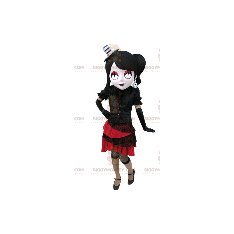 Kostým maskota BIGGYMONKEY™ gotické ženy v černé a červené –