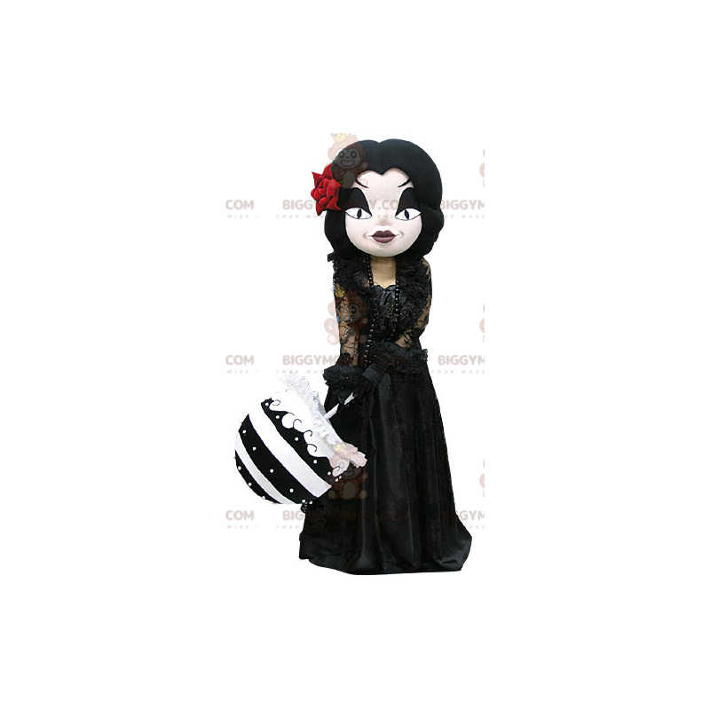 BIGGYMONKEY™ Maskotdräkt Gotisk kvinnasmink klädd i svart -