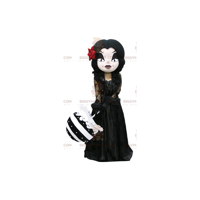 BIGGYMONKEY™ Maskottchen Kostüm Gothic Frau Make-up in Schwarz