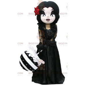 BIGGYMONKEY™ Maskotdräkt Gotisk kvinnasmink klädd i svart -