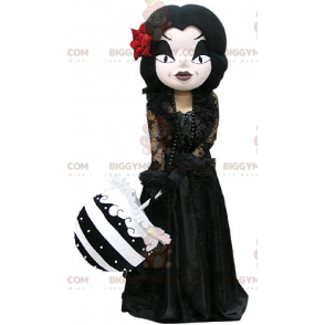 BIGGYMONKEY™ Maskottchen Kostüm Gothic Frau Make-up in Schwarz