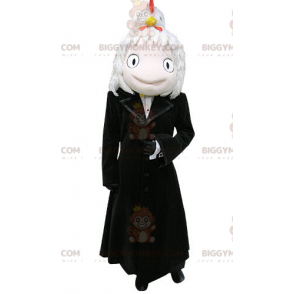 Smiling Snowman BIGGYMONKEY™ Mascot Costume With Long Black