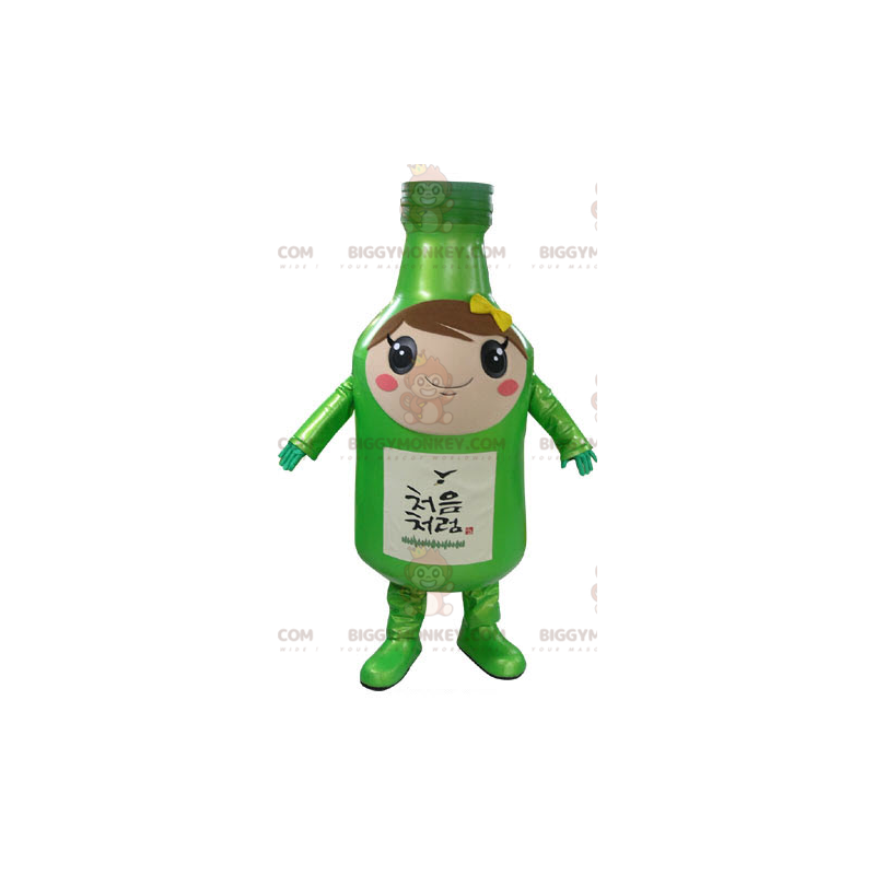 Smilende stilfuld kæmpe grøn flaske BIGGYMONKEY™ maskotkostume