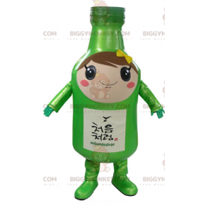 Traje de mascote BIGGYMONKEY™ com garrafa verde elegante e