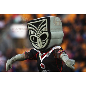 Grå og sort maoristatue BIGGYMONKEY™ maskotkostume -
