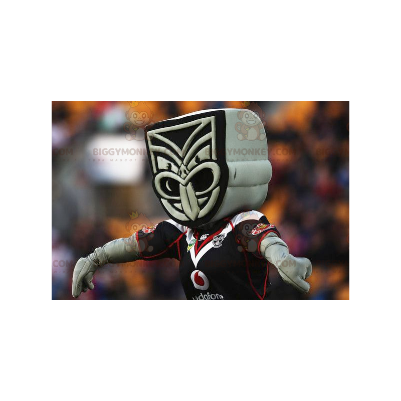 Graue und schwarze Maori-Statue BIGGYMONKEY™ Maskottchen-Kostüm